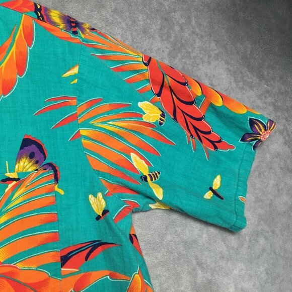 Pipeline Mens Floral Hawaiian Shirt size‎ Medium Short Sleeve Button Up Made USA - Picture 5 of 12